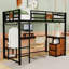 Lit mezzanine simple en métal avec bureau intégré et 2 tiroirs