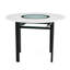 Table de salle à manger ronde 42 pouces blanche minimaliste moderne pouvant accueillir 4 à 6 personnes (incrustation de verre + support stable en métal, convient à plusieurs cas de figure).-920224377-920224379