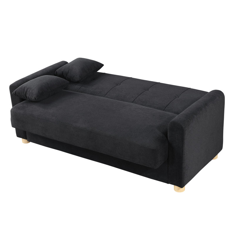 Causeuse-lit convertible en tissu Modern, Noir