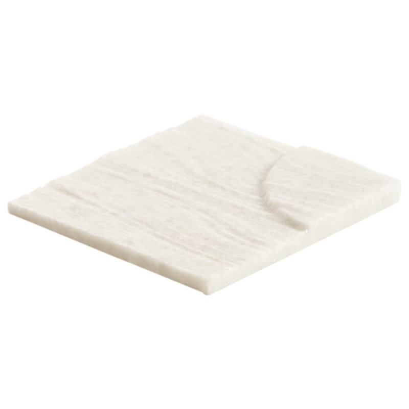 Trevino 4x4 Carved 3D Satin Basalt Stone Tile, Sabbia White