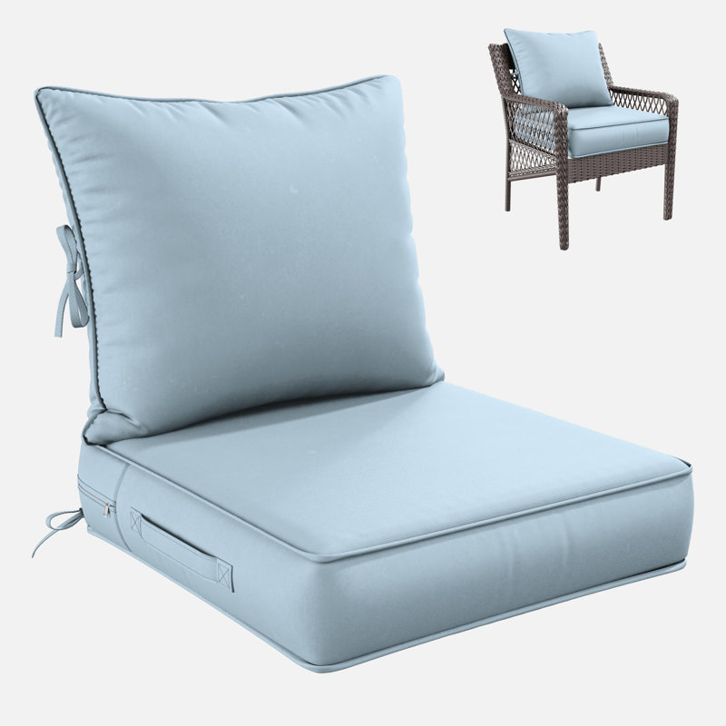 Outdoor Deep Seating Cushion Set Indoor And Outdoor Seat / Back Cushion, Available In 4 Sizes, Sky Blue, 19" H x 19" W
