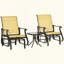 Ensemble bistro 3 pièces avec cadre en acier, table en verre trempé pour patio, jardin, cour et pelouse
