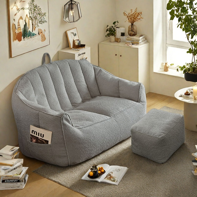 Canapé à billes paresseux et minimaliste, H 25,59 po x l 57,08 po x P 35,43 po, Polyester gris