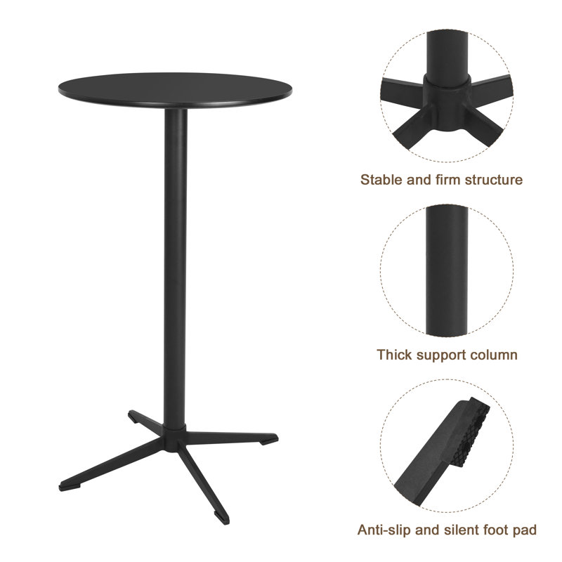 Round Metal Base Dining Table, Black