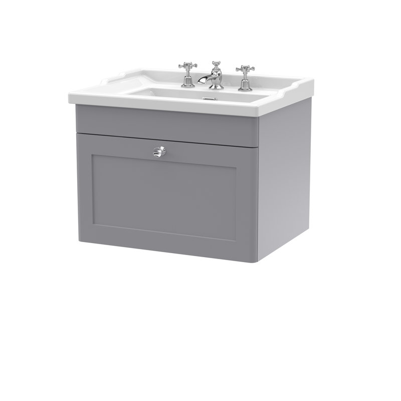 Classique 620mm Single Bathroom Vanity with Drop In Vitreous China Basin, Satin Gray