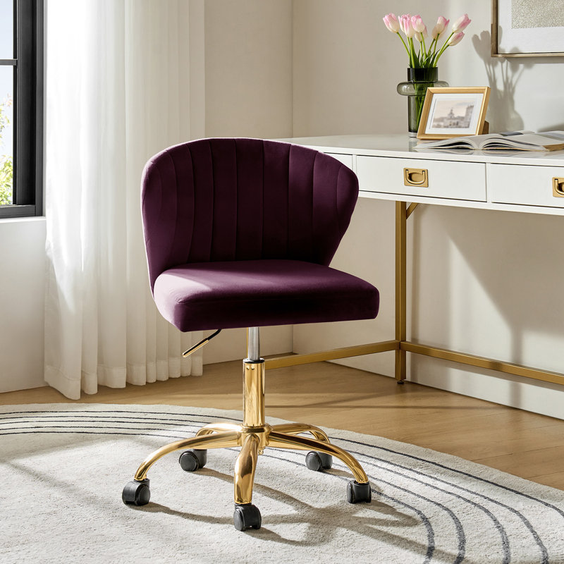 Chaise de travail ergonomique avec dossier capitonné Alice, Mauve