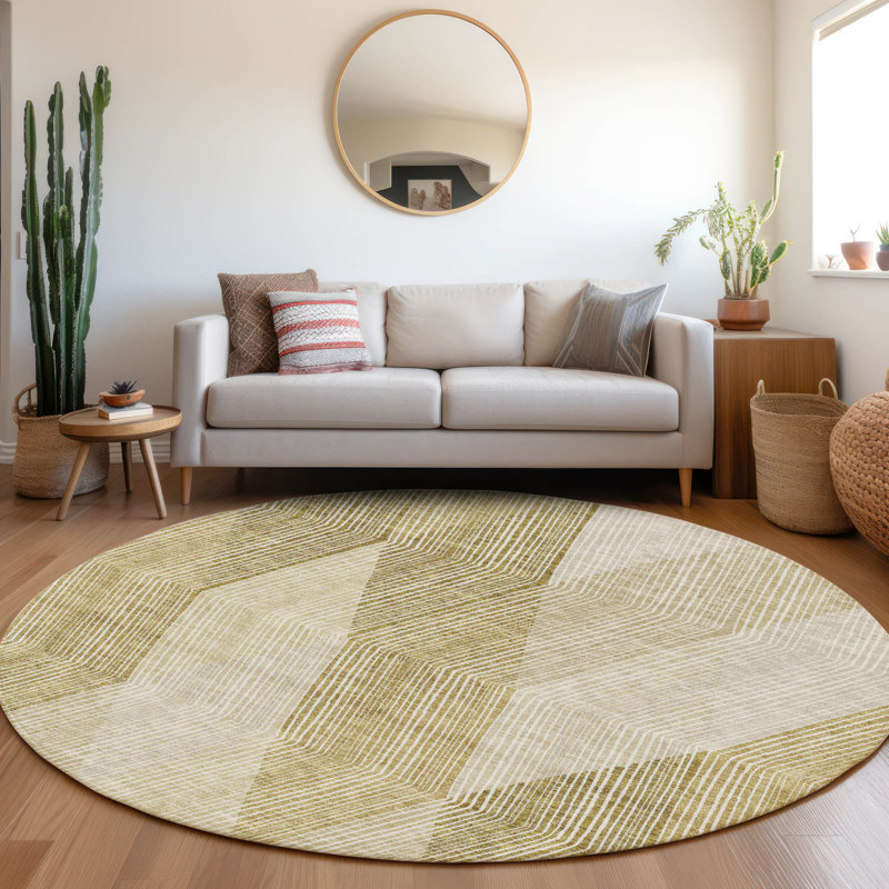 Premium Machine Washable Prisco Ivory Rug, Round 8'