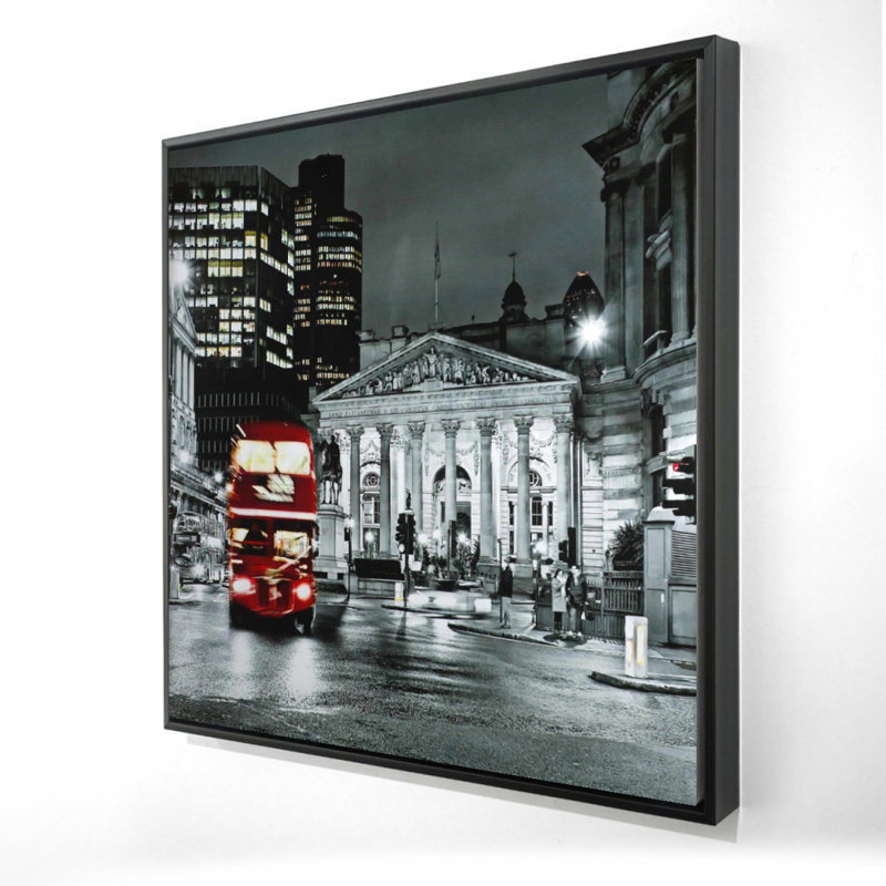 "Panthéon gris avec bus rouge" sur toile