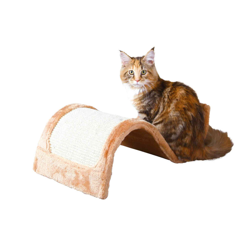 Brown Sisal Wave Cat Scratcher with Plush Cover
