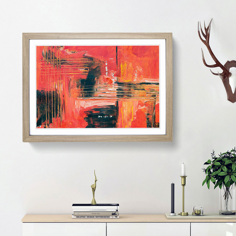 Abstract Art Painting Vol.259 by S.Johnson - Picture Frame Painting Print, Oak Framed, 62cm H x 87cm W x 2cm D