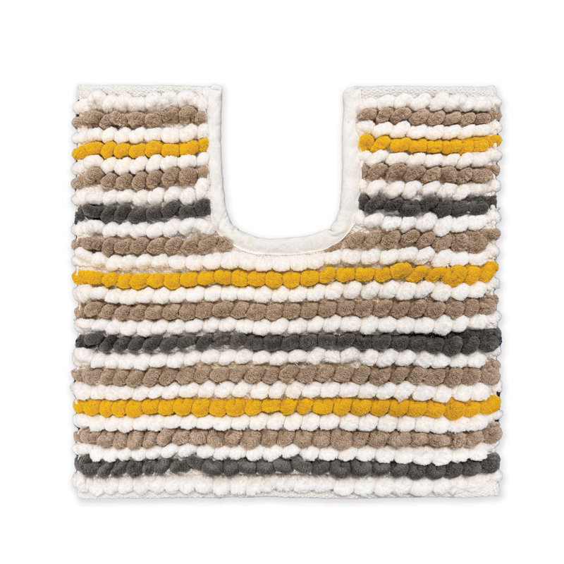 Hugo Stripe Bobble Pedestal Mat, Mustard/Grey