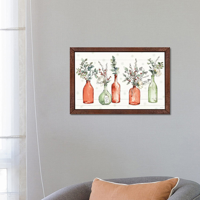Modern Farmhouse I Christmas by Anne Tavoletti - Wrapped Canvas Painting, Brown Framed, 101.6 cm H x 66.04 cm W x 4.445 cm D