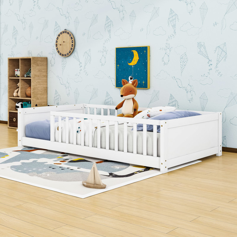 Lit plateforme simple en bois, Blanc