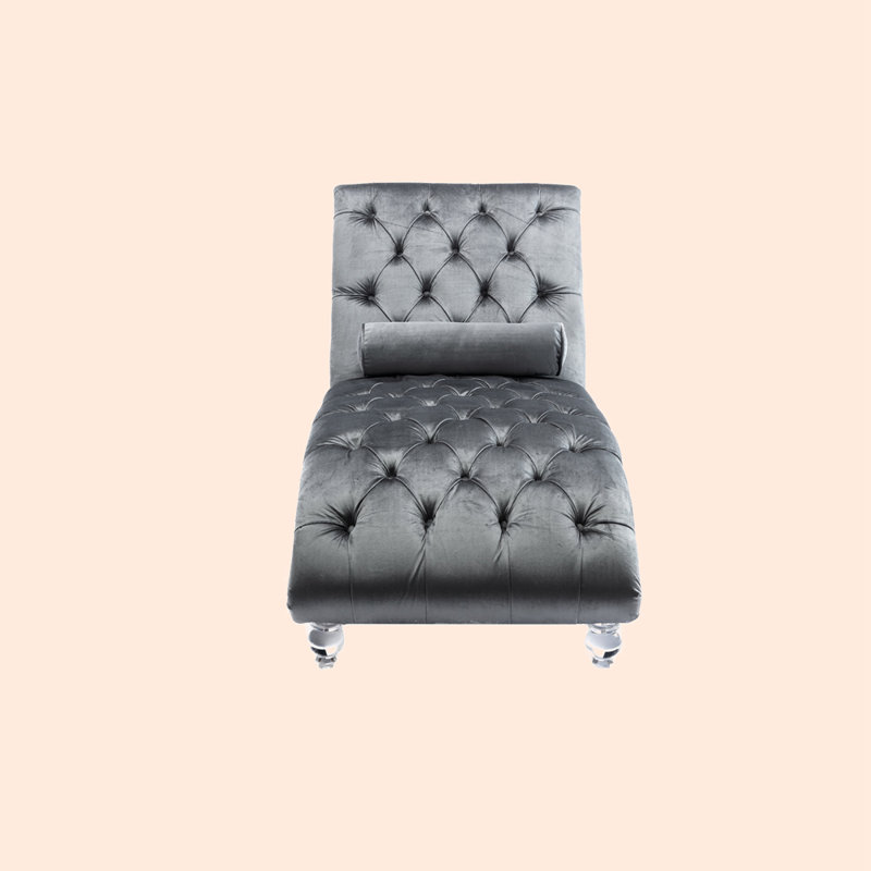 Geniece Outdoor Chaise Lounge, Silver Velvet