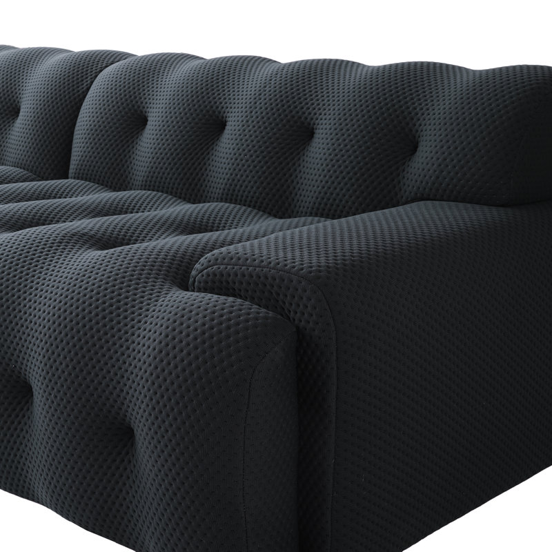 Boneless Bierce Modular Sofa, Black, 27.5”H x 86.6”W x 41.34”D