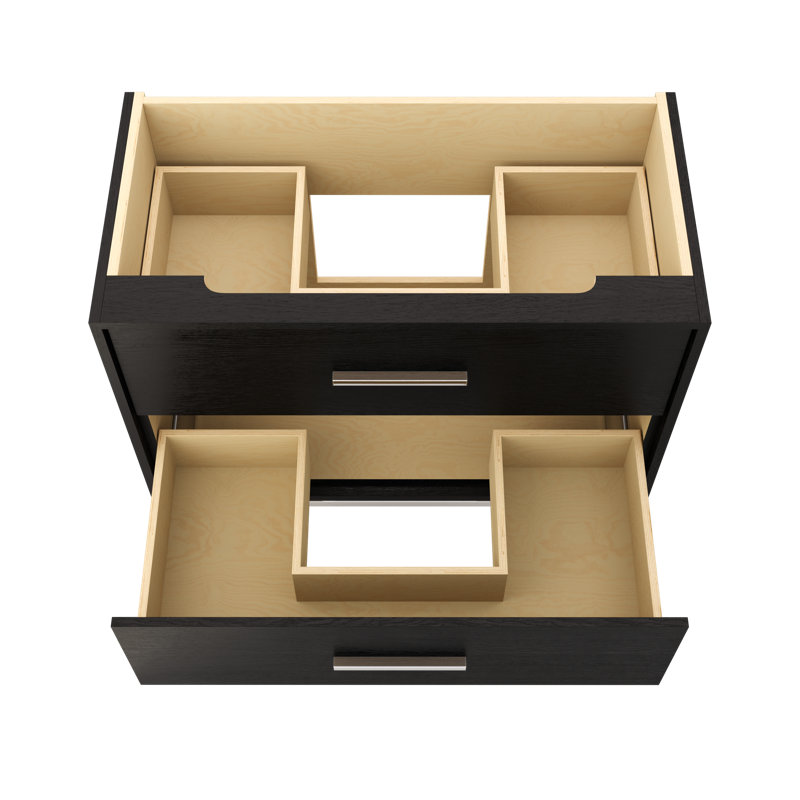 Rift White Oak Two-Drawer Single Bath Vanity, Classic Black, Polished Chrome, 42"