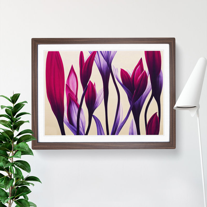 Sublime Flowers - Single Picture Frame Print, 25cm H x 34cm W x 2cm D, Walnut Framed