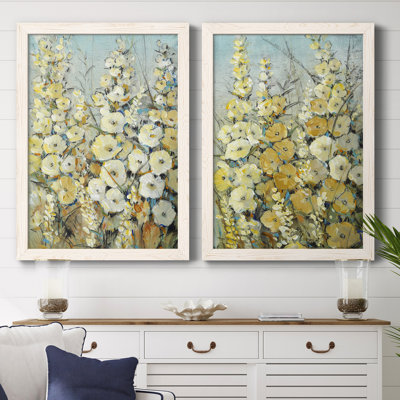 Cluster of Hollyhock I, toile encadrée de qualité supérieure - prête à être accrochée