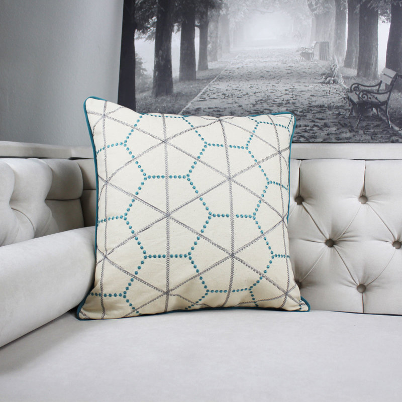 Embroidered Cotton Throw Pillow
