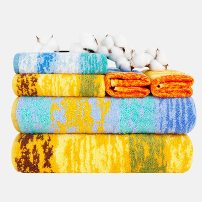 Pattern Plum Garden Organic Cotton Bath Towel Set: 550 GSM Super Absorbent & Quick-Dry, Bath, Hand & Washcloth Towels (28x55"/16x28"/13x13") with Hanging Loop - Vacuum Packed for Bathroom, Spa, Hotel & Gym, OEKO-TEX Certified