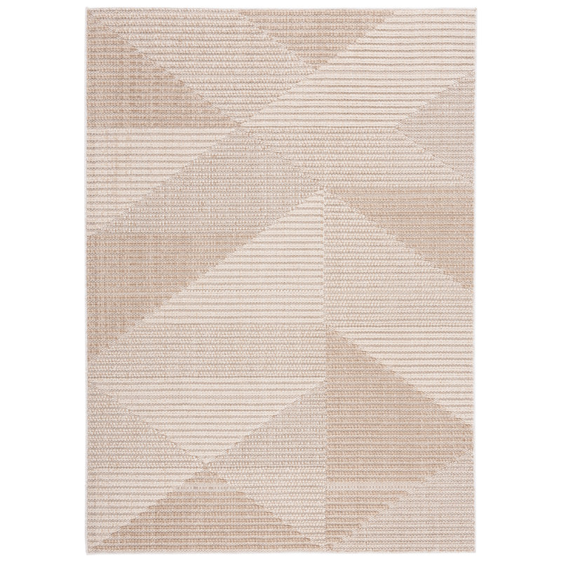 Tapis beige / ivoire en polypropylène tissé à la machine Feffrey, Rectangle 4 pi x 6 pi