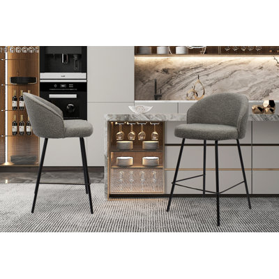 Upholstered Bar Stool with Steel Frame