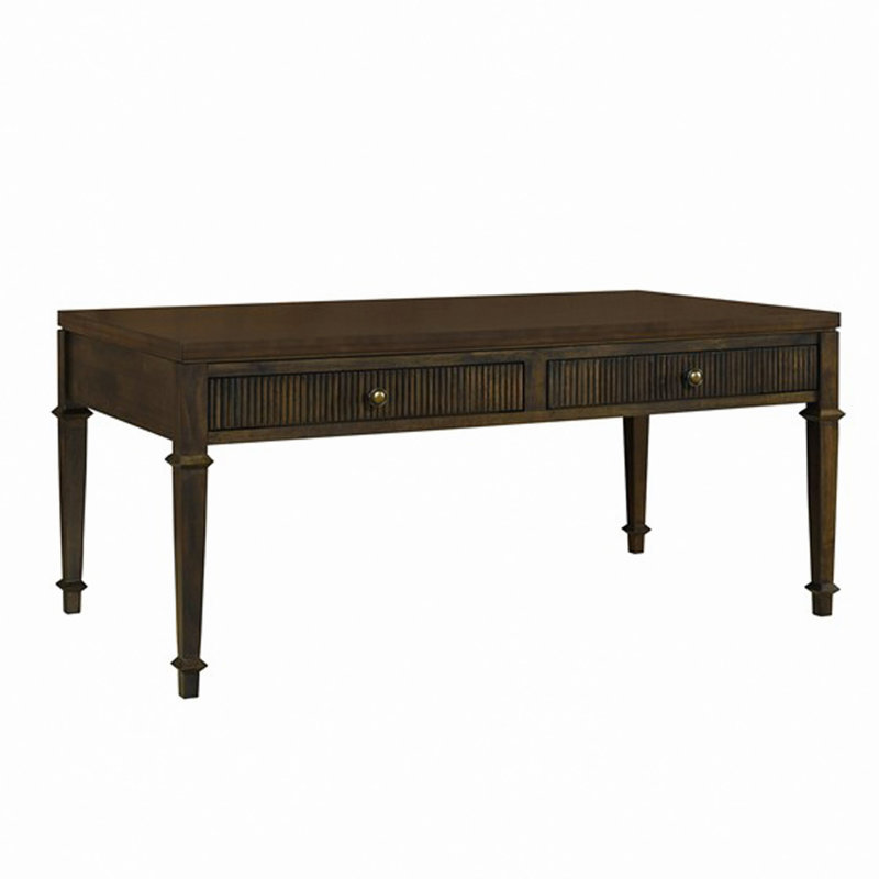 Table basse cannelée à 2 tiroirs