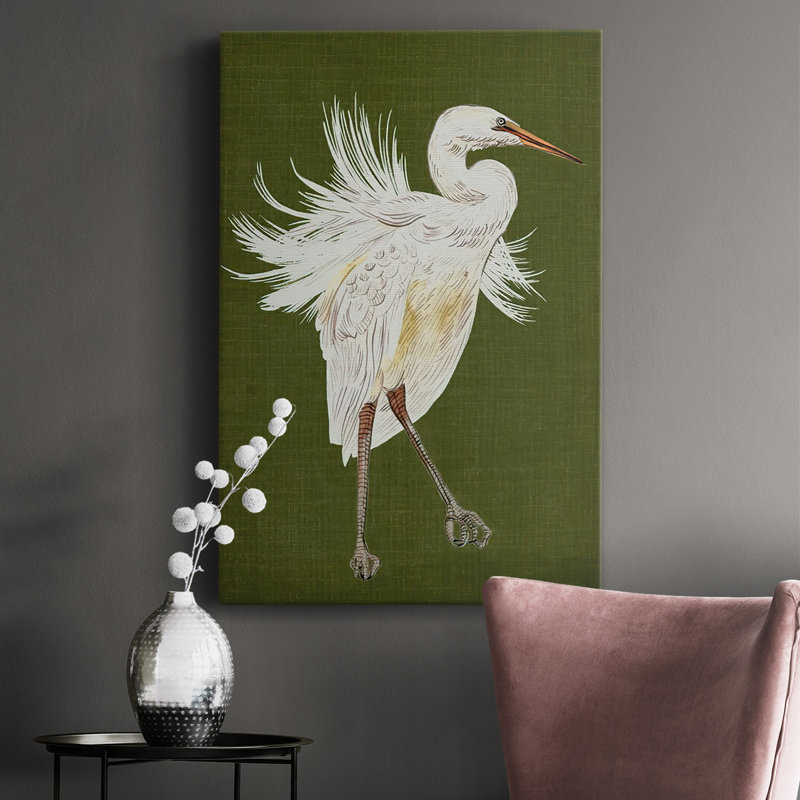 Heron Plumage I, toile tendue avec châssis de qualité supérieure - prête à être accrochée, H 48 po x l 32 po x P 1,5 po