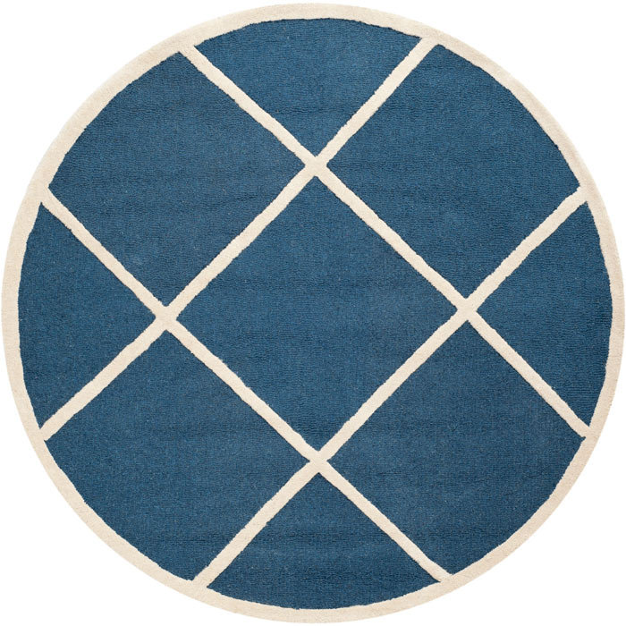 Deedgra Hand Tufted Wool Geometric Rug, Round 6'