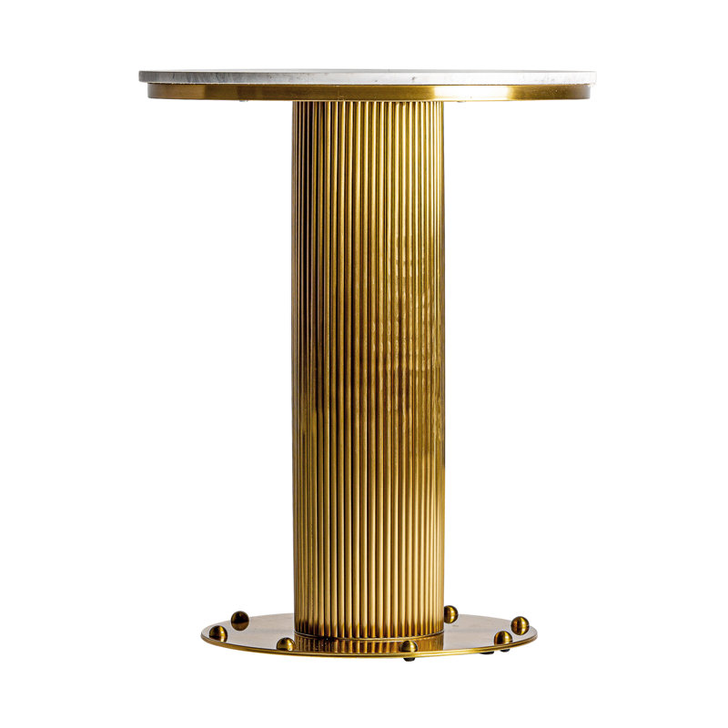 Dolny Round Marble Top Metal Base Dining Table