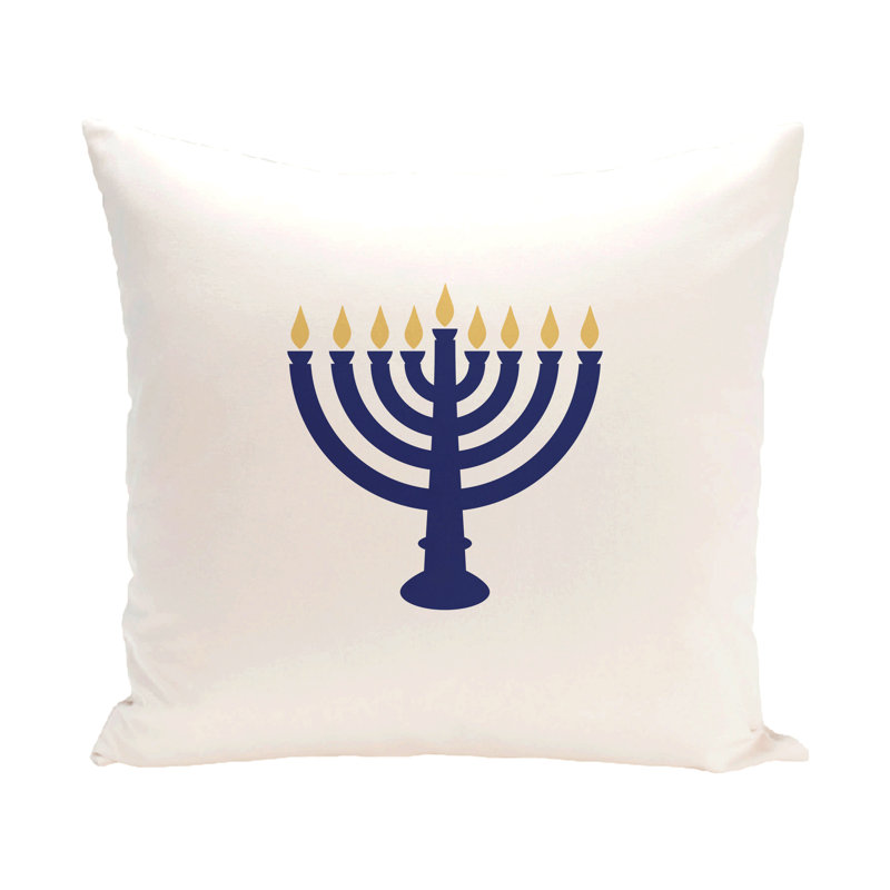 Location imprimé géométrique Light The Menorah Coussin, 20' ' H x 20' ' W, blanc