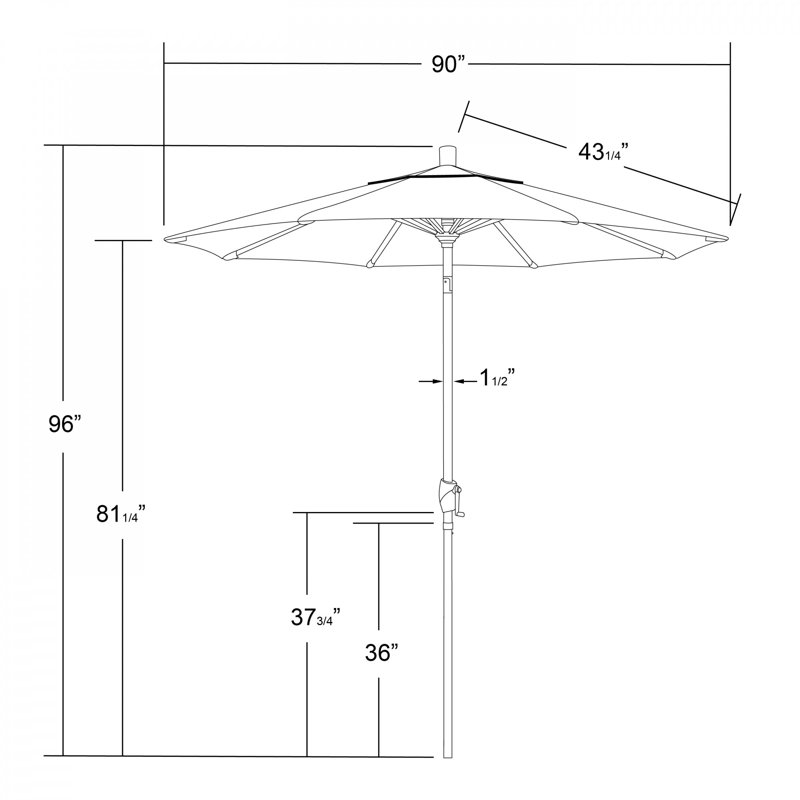 Parasol de marché 7,5', Gris, Sunbrella® bord de mer Séville rayé, Sunbrella®