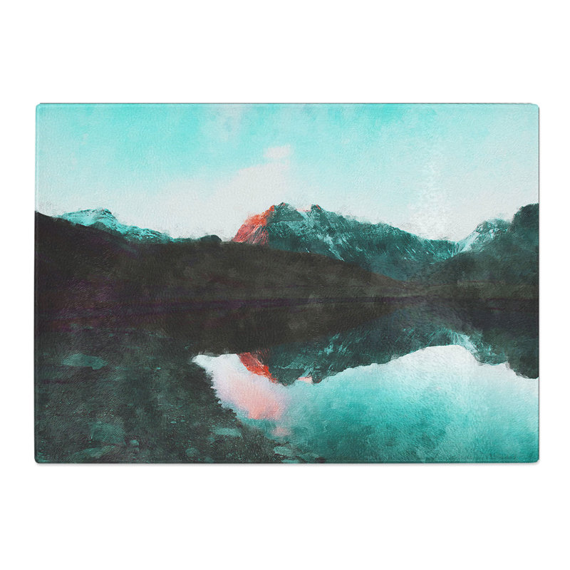 Tempered Glass Mountain Reflection in France Chopping Board, 20 cm x 28.5 cm