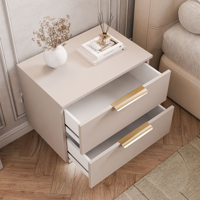 55cm W Bedside Table, Cashmire/Gold