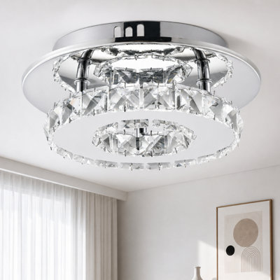 1-Light 7.9" Round Crystal LED Flush Mount Ceiling Light