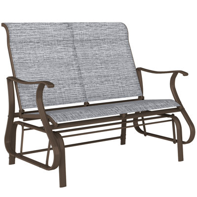 Banc à bascule pour terrasse, chaise berçante extérieure 2 places, pour jardin ou véranda, gris chiné