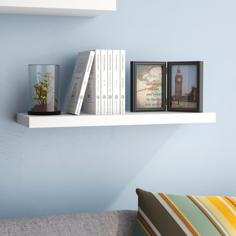 Hansini Floating Shelf, White, 1.25" H x 36" W x 8" D