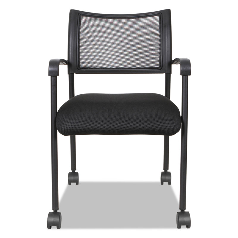 Black Mesh Reception Stacking Chair with Metal Frame