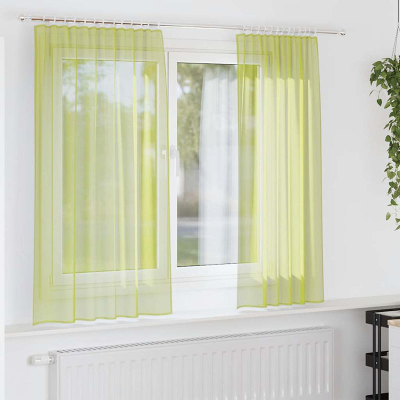 Semi Sheer Curtain Pair, 140cm Width x 175cm Drop, Apple Green