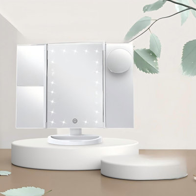 Makeup Mirror, Vanity Mirror With Lights, 2X/3X/10X Magnification, Touch Control, Trifold, Dual Power Supply, Gifts Mothers Day For Mom,Gifts For Women, Wife, Girls,Dorm Room Essentials