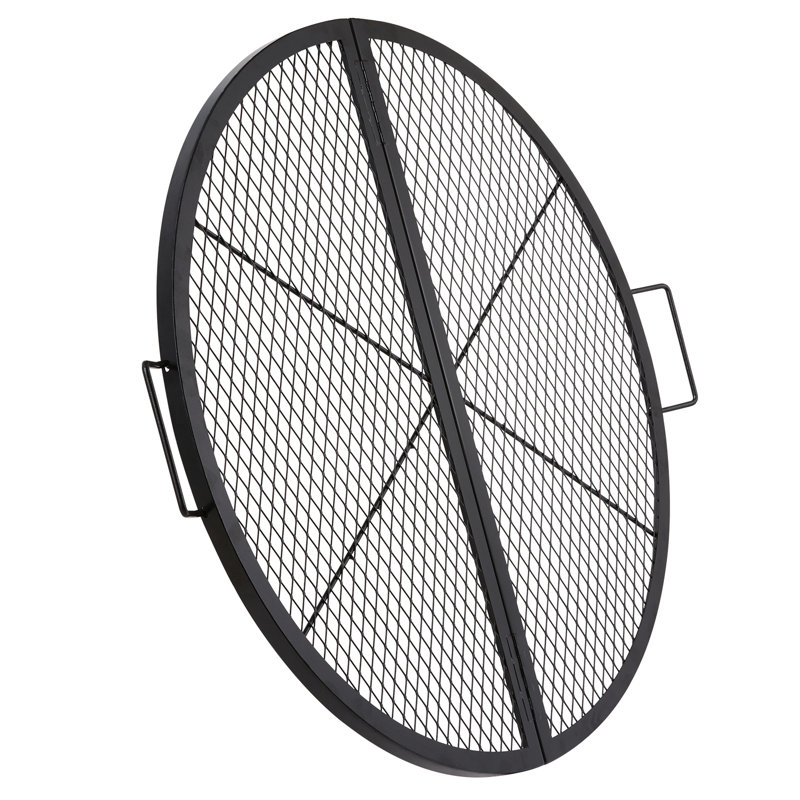 Gril de foyer 36 po pliable avec support en X pour la cuisson des brochettes et des crêpes