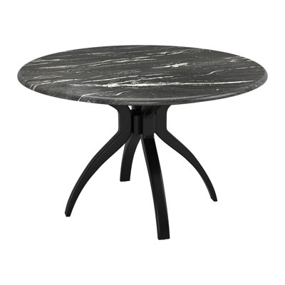 Sumay Round Stone Top Metal Base Dining Table