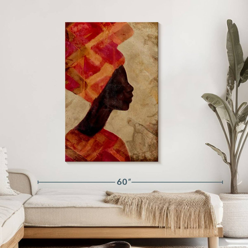 Femme noire africaine, H 45 po x l 30 po x P 1,25 po