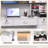 Wrought Studio Reception Desk with Counter, Modern Front Table Equipped Lockers & Storage Shelves, 48-inch Checkout Counter with DIY Stripe for Lobbies, Salons, Retail, Home Offices, Reception Room-1982139619