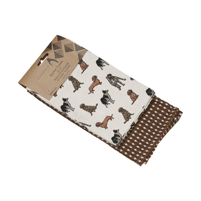 Tea Towel Kitchen Towel, 2, Grey/Brown/Mustard