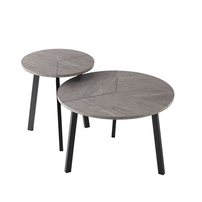 Table basse gigogne, Bois gris, Noir