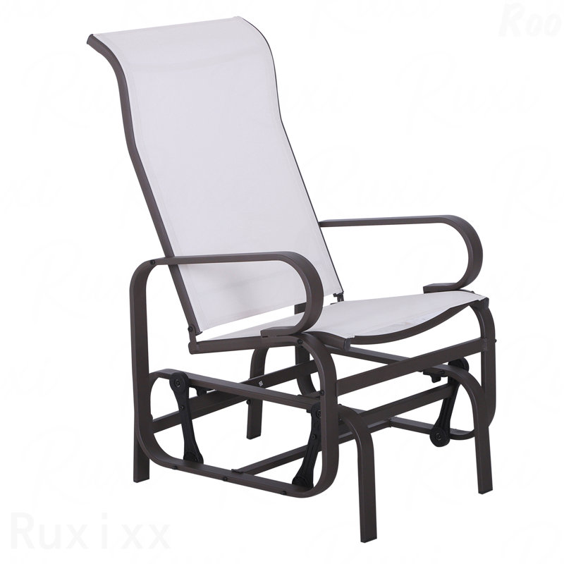 Patio Outdoor Glider Chair, Smooth Rocking Mechanism Lightweight Construction For Backyard Beige, Beige