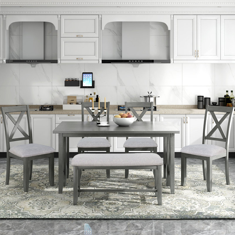 Ruudi 6 - Person Dining Set, Gray, Gray