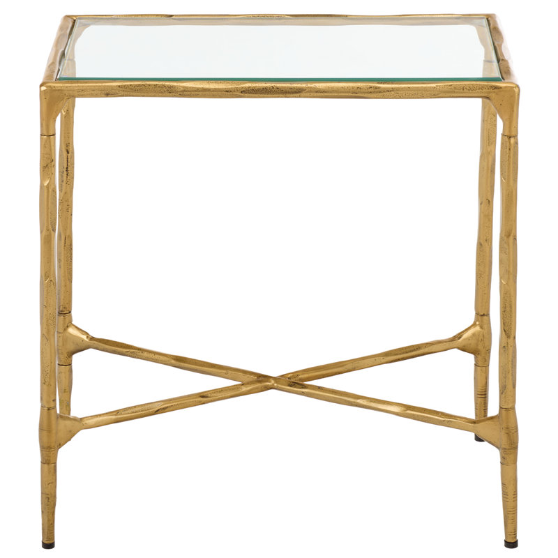 Isabellina Metal and Glass Accent Table, Brass