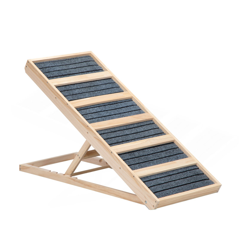 Rampe pour animal 39 po en bois, rampe pliante pour chien avec réglage de la hauteur de 16,3 po à 24 po et tapis antidérapant pour canapé-lit